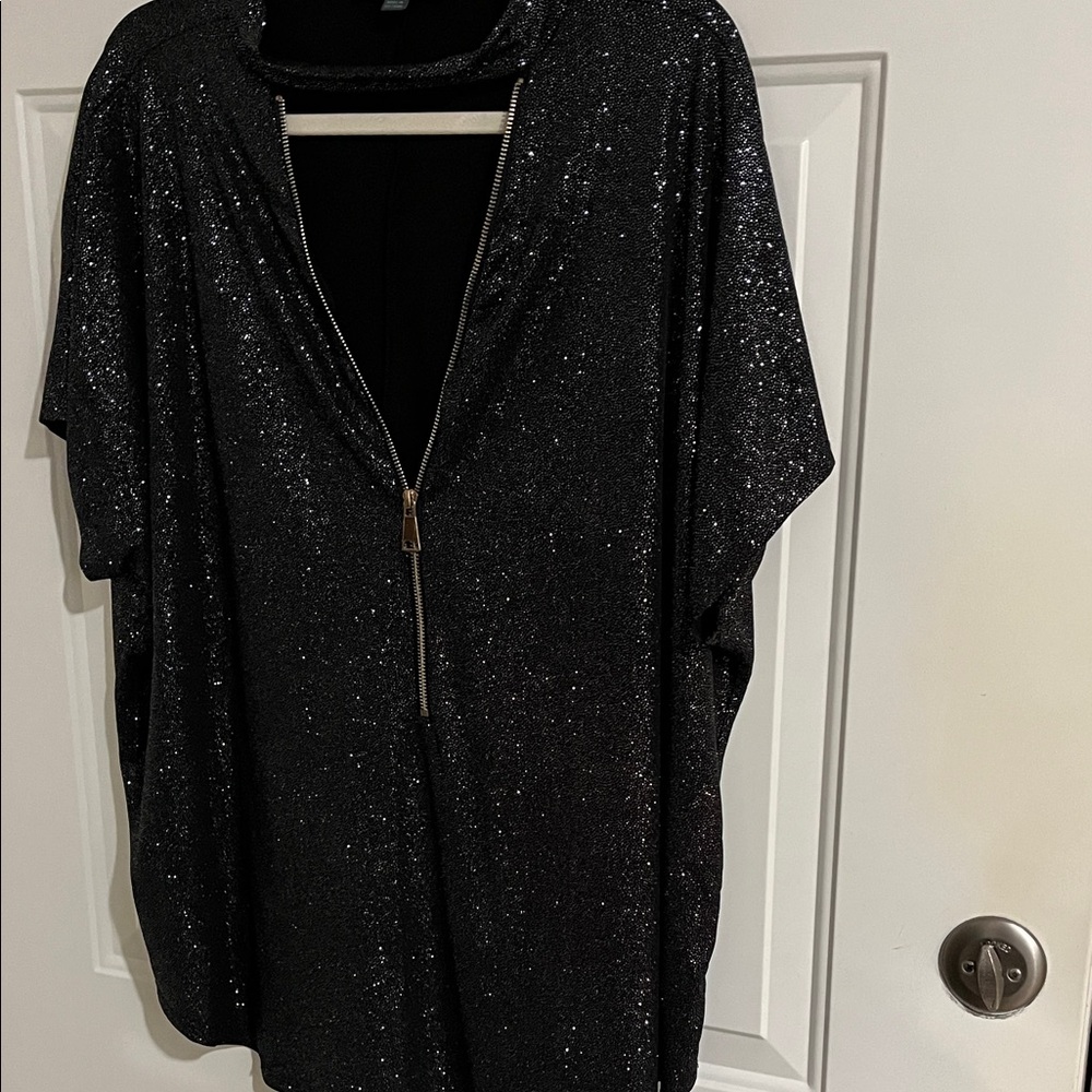 Glamorous Black Shiny Blouse